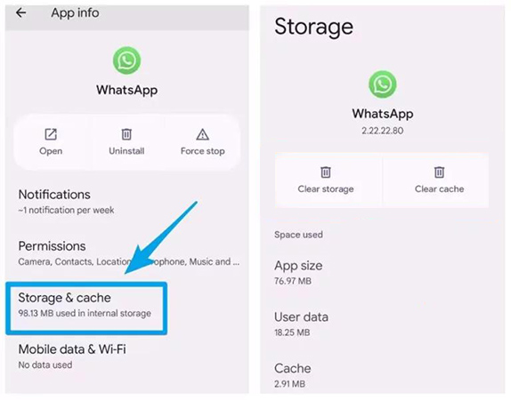 clear whatsapp cache