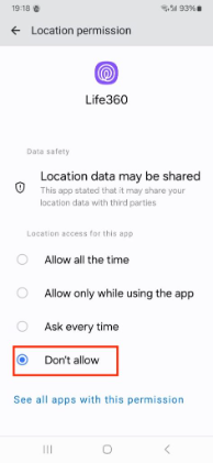 android dont allow life360 track location