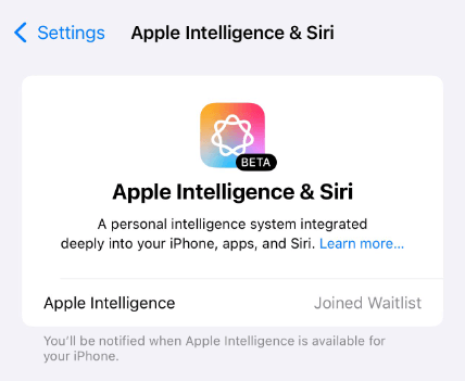 check for apple intelligence waitlist