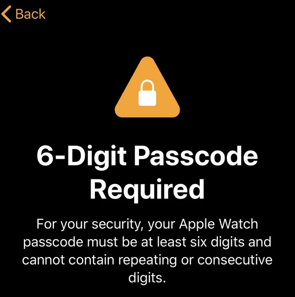 apple pay require to set stronger six digit password