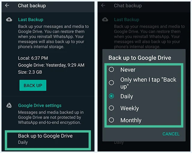 auto backup whatsapp google drive