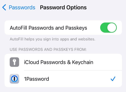 turn on autofill passwords and passkeys