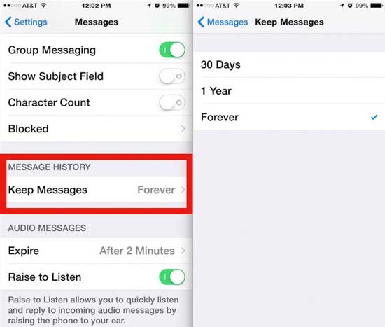 automatically delete messages iphone