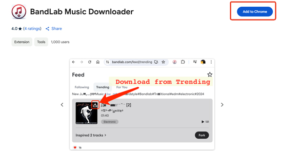 use chrome extension to download bandlab songs