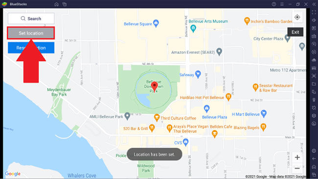 bluestacks set location