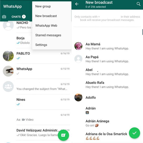 whatsapp broadcast android