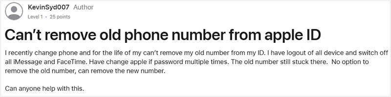 can't remove old phone number from apple id