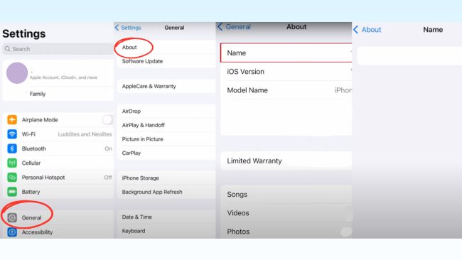 change apple id device name on iphone