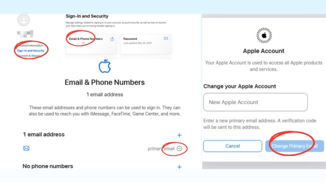 change apple id email name on browser