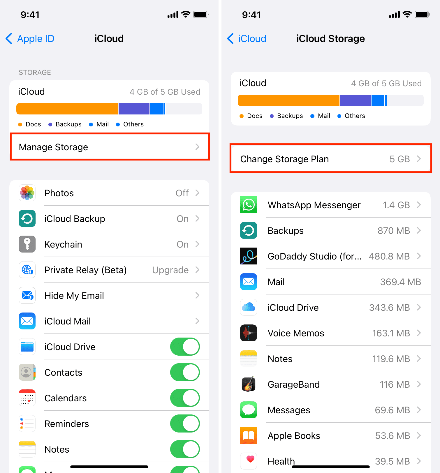 change icloud storage plan