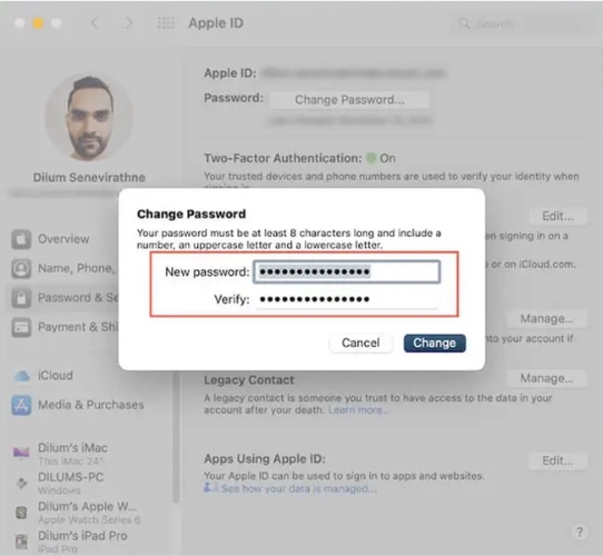 reset apple id password on mac