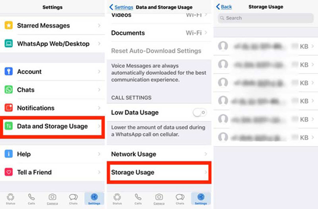 check whatsapp storage