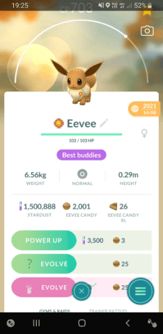 choose eevee as your buddy