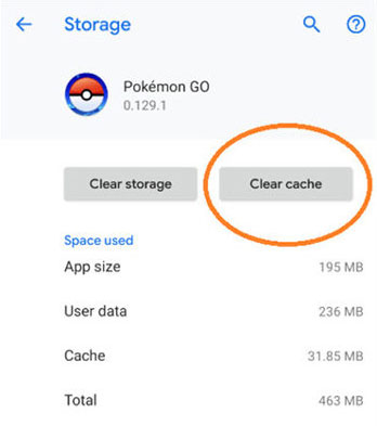 clear cache for pokemon go