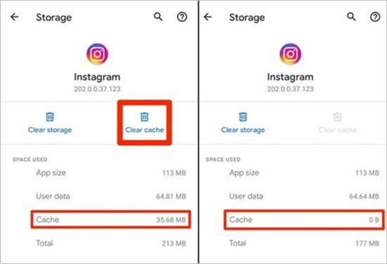clear cache on instagram