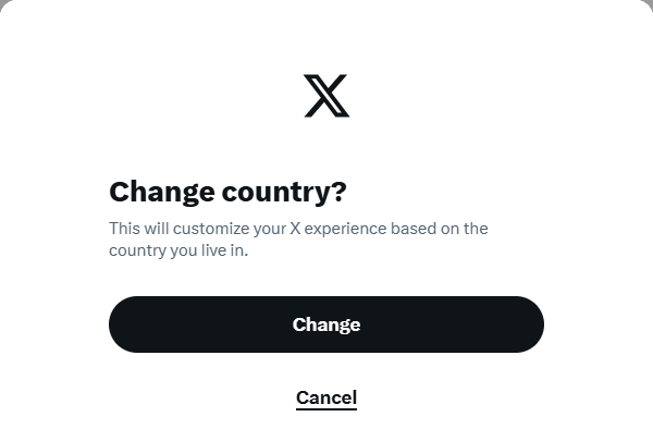 confirm change country on twitter