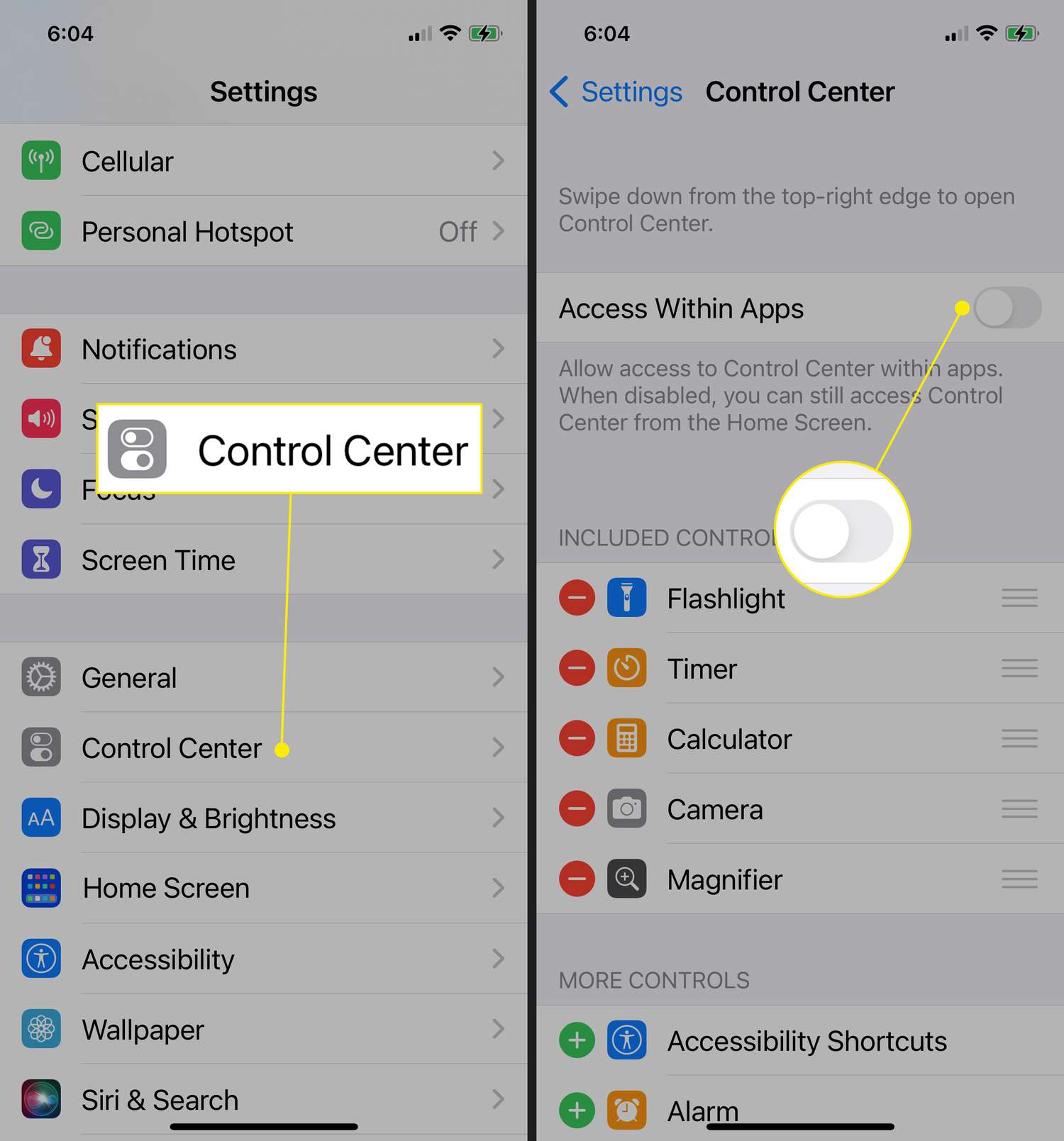 control center access