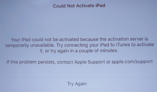 could not activate ipad