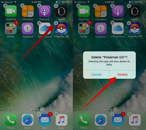 delete pokemon go on iphone