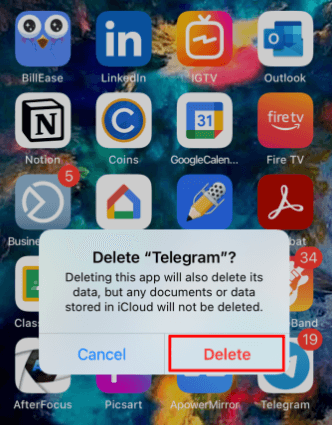 remove telegram app and reinstall it