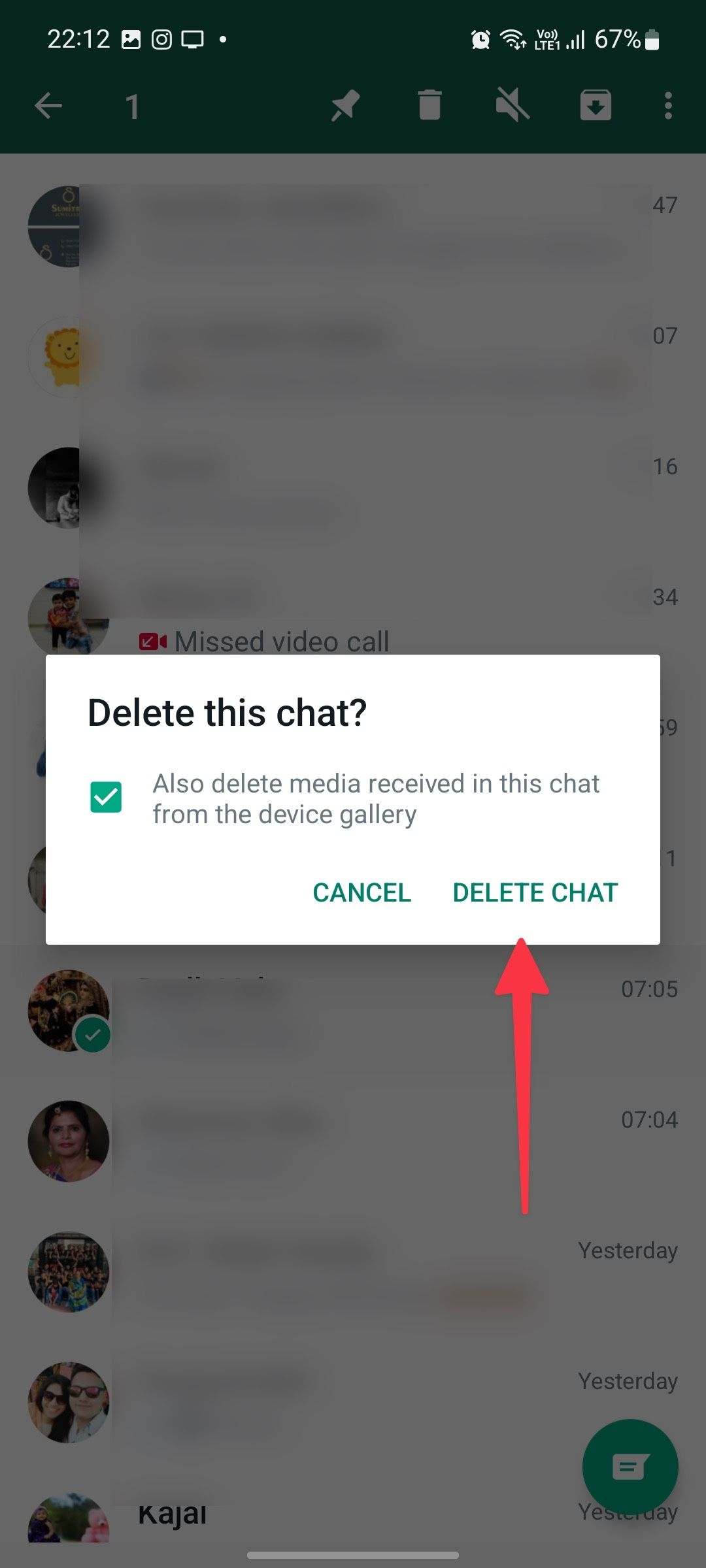 delete whatsapp chat android