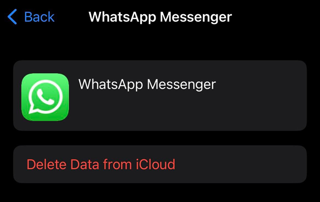 delete whatsapp data from icloud