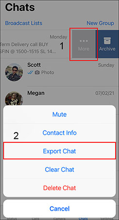 email chat feature on iphone