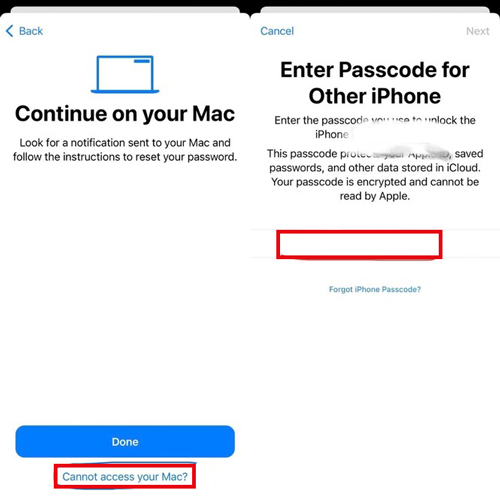 enter passcode for locked iphone when reset apple id on apple support