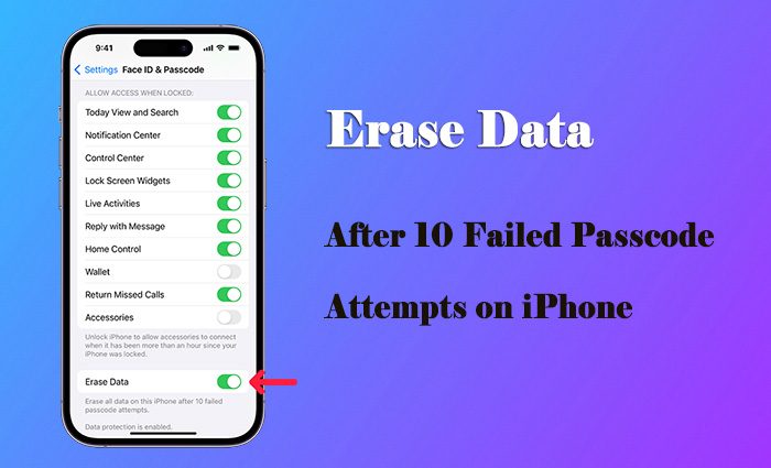 erase data after 10 failed passcode attempts