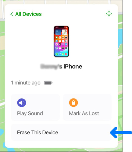 remove iphone via find my app