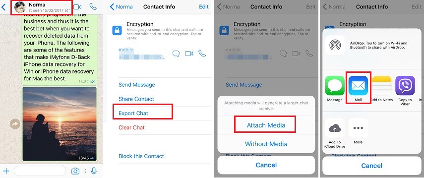 send whatsapp chats via email