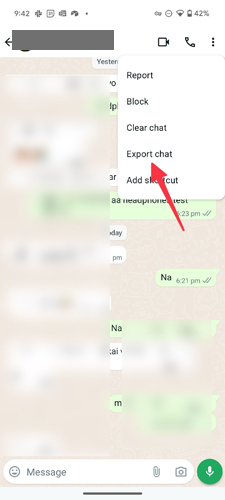 export whatsapp chat directly