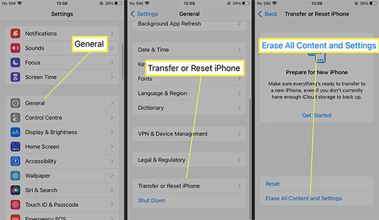 factory reset disabled iphone