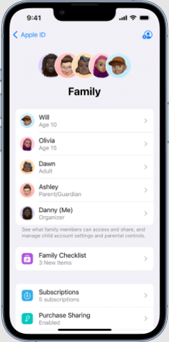 check apple id under family sharing