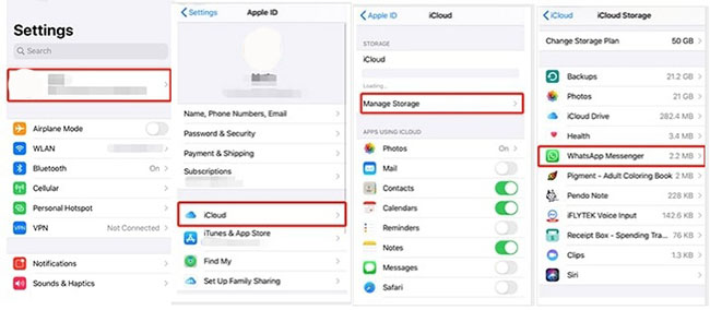 find whatsapp backup icloud