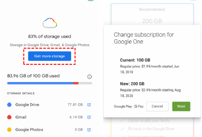 get more storage google drive