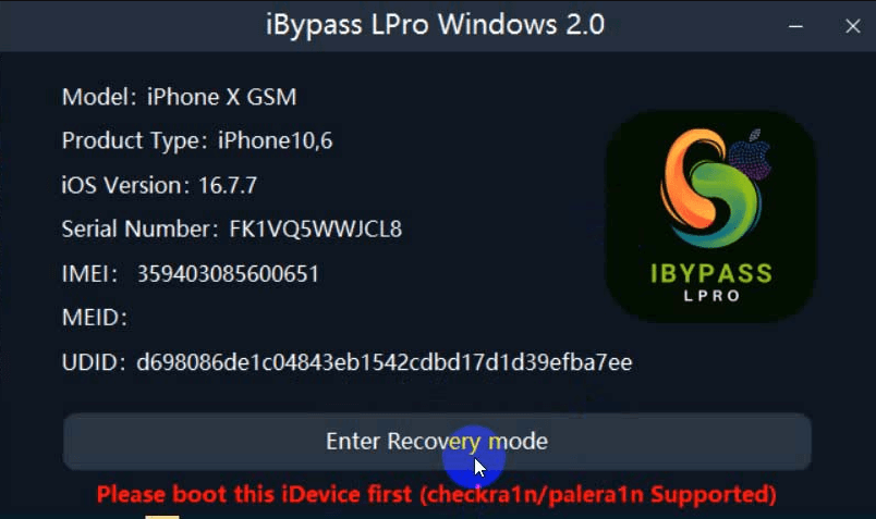 ibypass lpro enter recovery mode