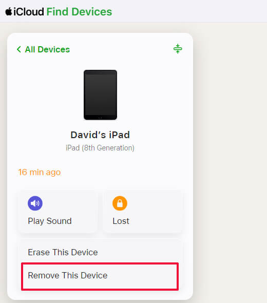 icloud remove this device ipad