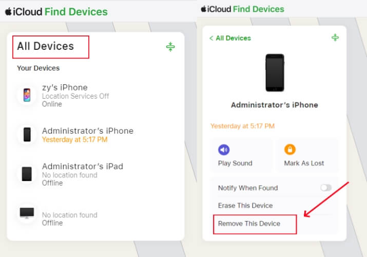 icloud remove this device