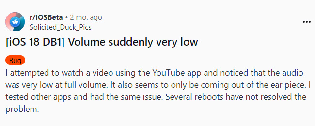 ios 18 low volume reddit