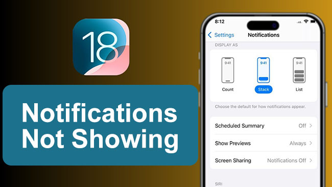 ios 18 not showing notifications