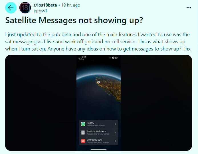 satellite messages not working reddit