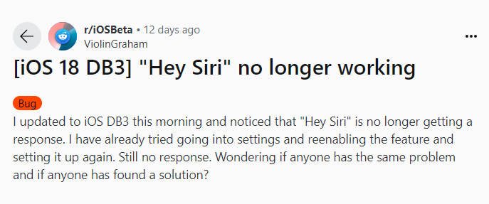 ios 18 siri ai not working reddit