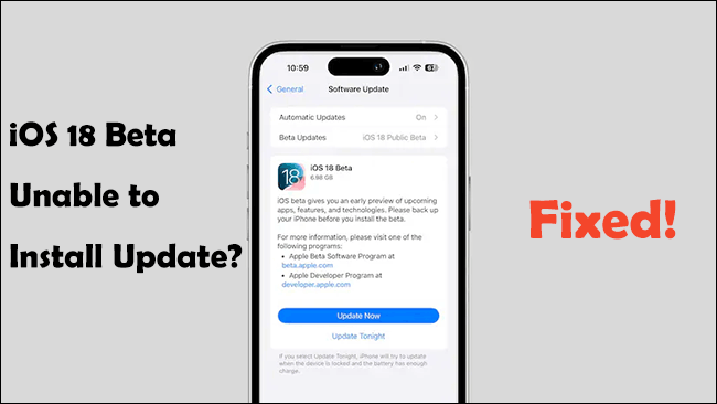 ios 18 beta unable to install update