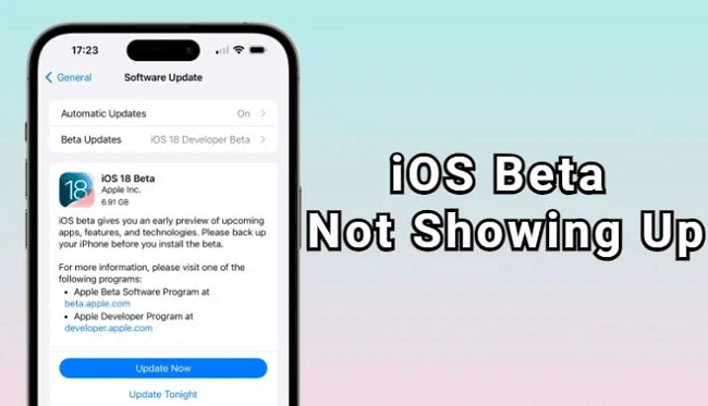 ios18 beta not showing up