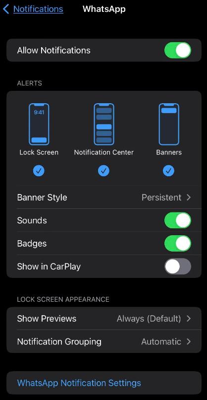 iphone app notification settings