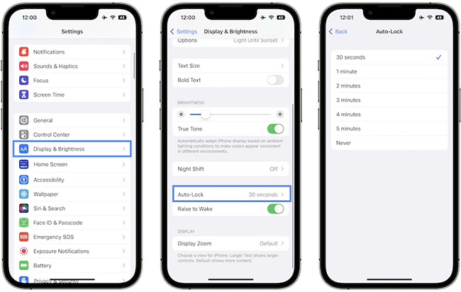 iphone autolock settings