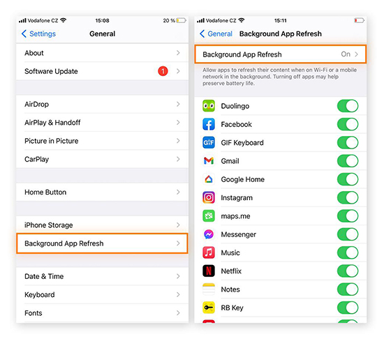 iphone background app refresh
