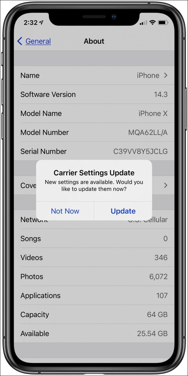 iphone carrier settings update