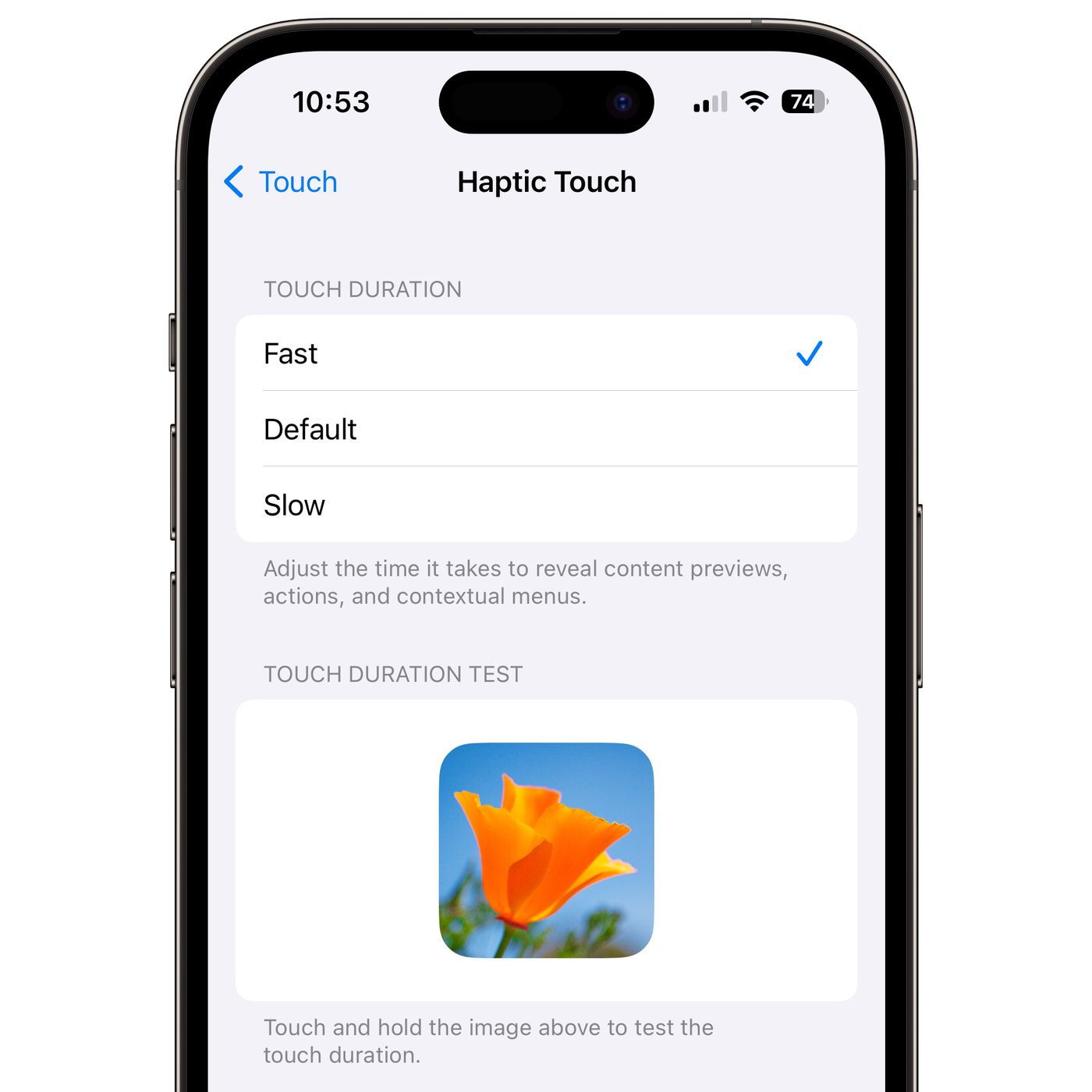 iphone haptic touch settings